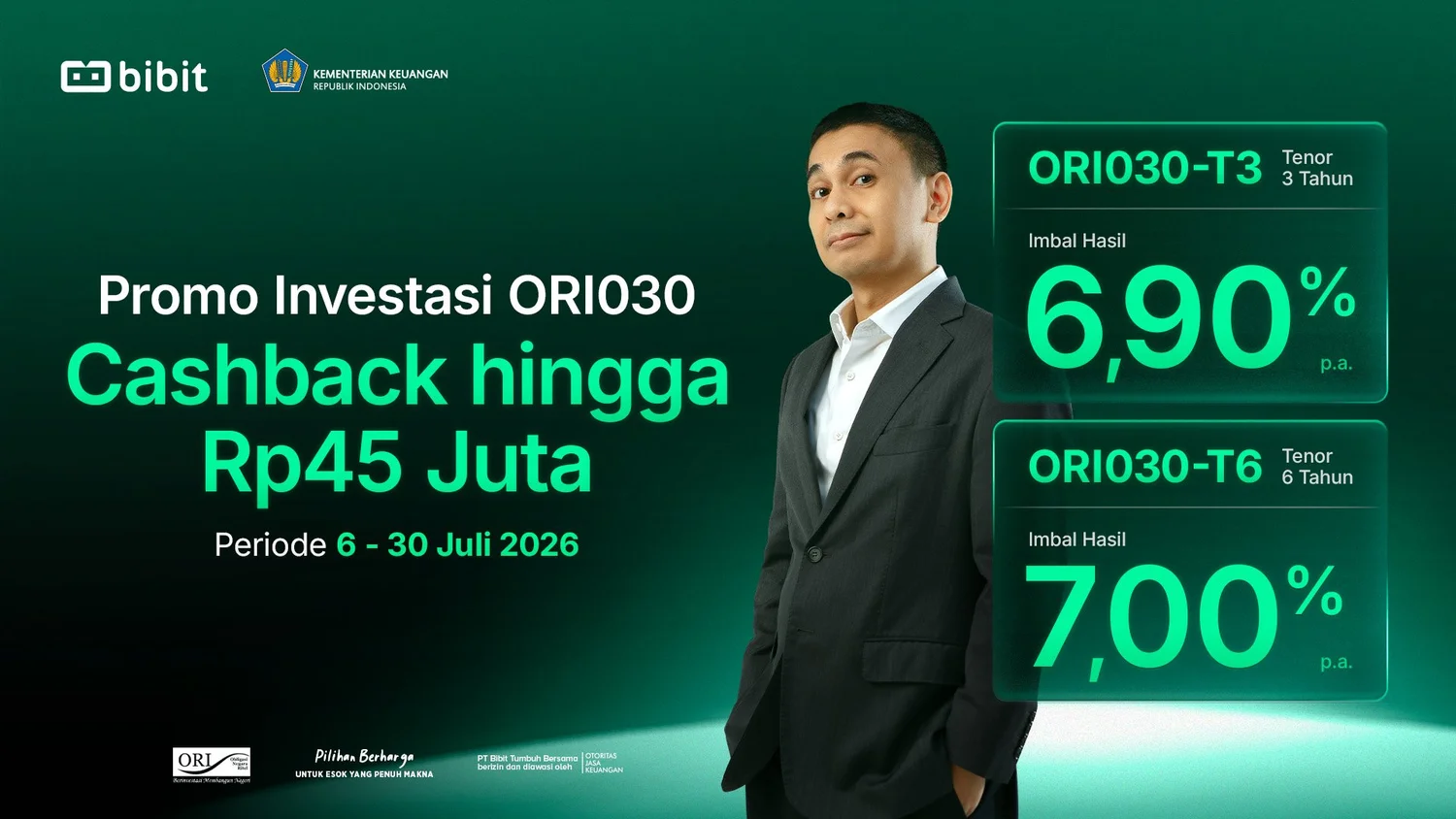 PROMO: Investasi SBN ORI030 di Bibit dan Raih Cashback hingga Rp45 Juta